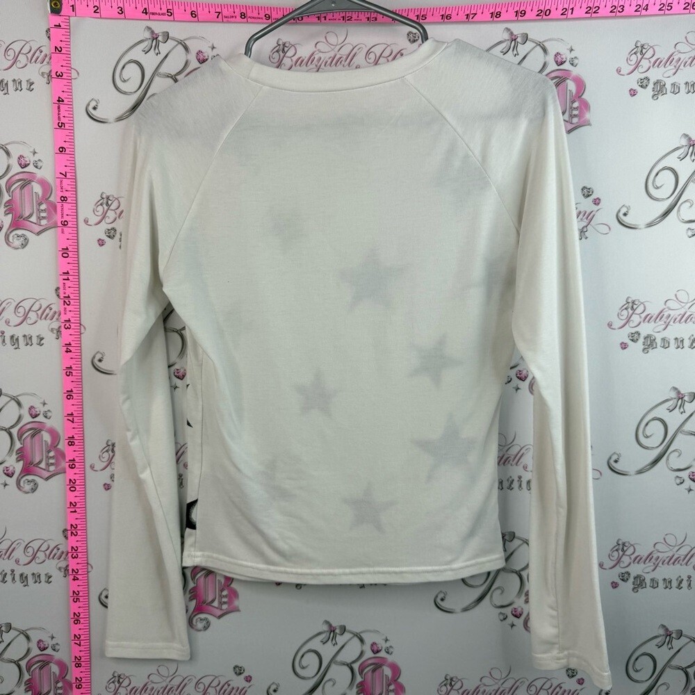 Long sleeve star shirt Women's Long-Sleeve Star Print Top - White/Black - Picture 2 of 11
